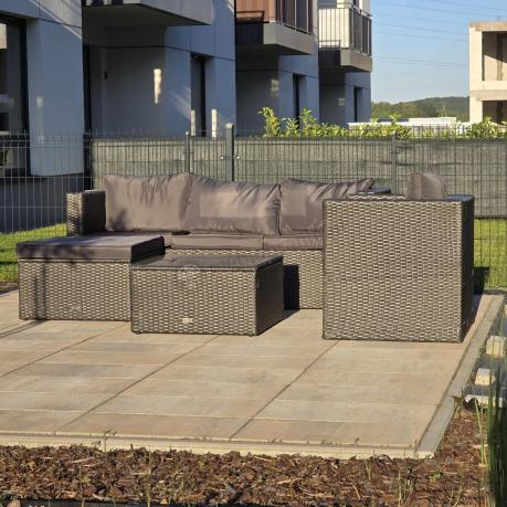 Ciemnoszary zestaw mebli ogrodowych ze stolikiem kawowym