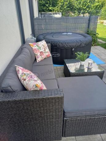 Ciemnoszary zestaw mebli ogrodowych ze stolikiem kawowym