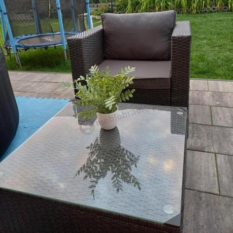 Ciemnoszary zestaw mebli ogrodowych ze stolikiem kawowym