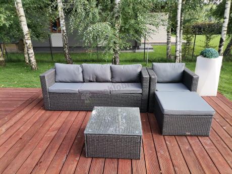 Ciemnoszary zestaw mebli ogrodowych ze stolikiem kawowym