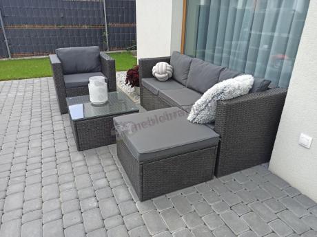 Ciemnoszary zestaw mebli ogrodowych ze stolikiem kawowym