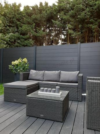 Ciemnoszary zestaw mebli ogrodowych ze stolikiem kawowym