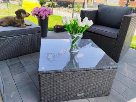 Ciemnoszary zestaw mebli ogrodowych ze stolikiem kawowym