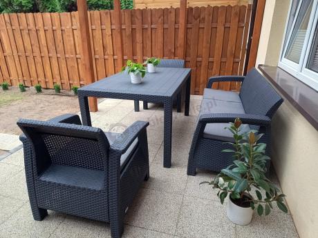 Corfu Set Max Dining grafitowy zestaw ogrodowy obiadowy