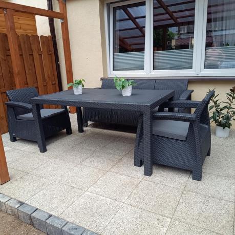 Corfu Set Max Dining grafitowy zestaw ogrodowy obiadowy
