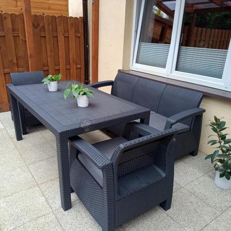 Corfu Set Max Dining grafitowy zestaw ogrodowy obiadowy