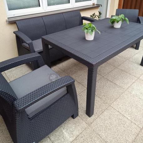 Corfu Set Max Dining grafitowy zestaw ogrodowy obiadowy
