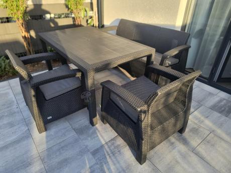Corfu Set Max Dining grafitowy zestaw ogrodowy obiadowy