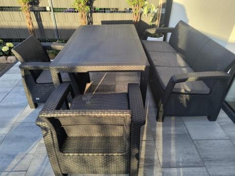 Corfu Set Max Dining grafitowy zestaw ogrodowy obiadowy