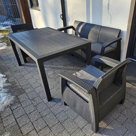 Corfu Set Max Dining grafitowy zestaw ogrodowy obiadowy