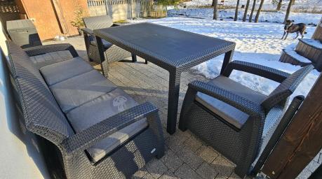Corfu Set Max Dining grafitowy zestaw ogrodowy obiadowy
