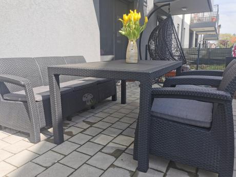 Corfu Set Max Dining grafitowy zestaw ogrodowy obiadowy