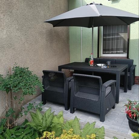 Corfu Set Max Dining grafitowy zestaw ogrodowy obiadowy