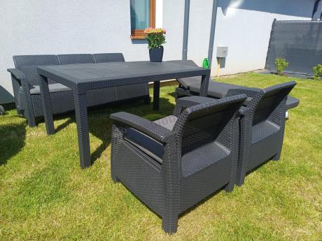 Corfu Set Max Dining grafitowy zestaw ogrodowy obiadowy