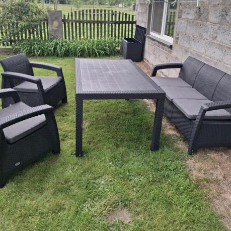 Corfu Set Max Dining grafitowy zestaw ogrodowy obiadowy