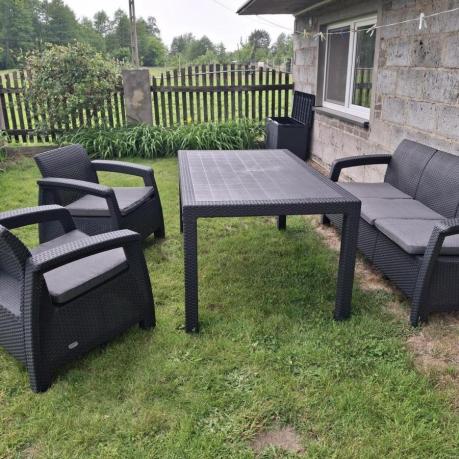Corfu Set Max Dining grafitowy zestaw ogrodowy obiadowy