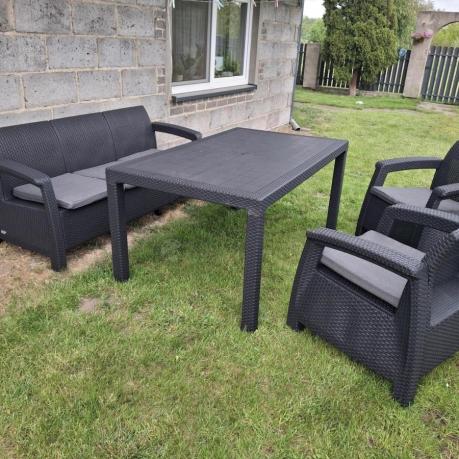 Corfu Set Max Dining grafitowy zestaw ogrodowy obiadowy