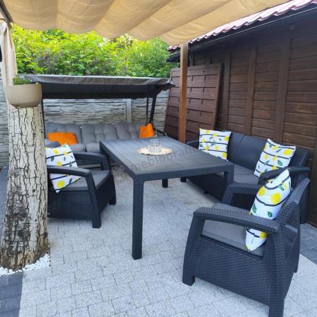 Corfu Set Max Dining grafitowy zestaw ogrodowy obiadowy