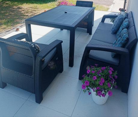 Corfu Set Max Dining grafitowy zestaw ogrodowy obiadowy