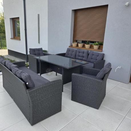 Duże meble ogrodowe technorattanowe na 8 osób