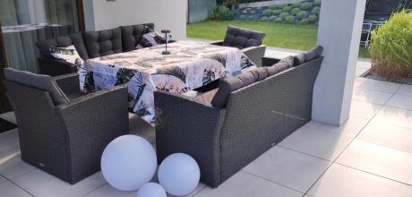 Duże meble ogrodowe technorattanowe na 8 osób
