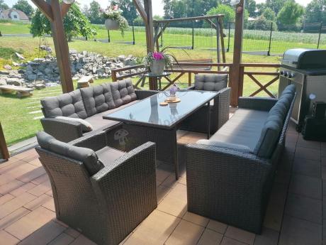 Duże meble ogrodowe technorattanowe na 8 osób