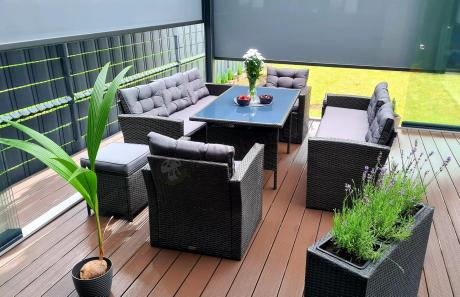 Duże meble ogrodowe technorattanowe na 8 osób