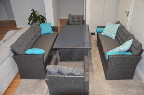 Duże meble ogrodowe technorattanowe na 8 osób