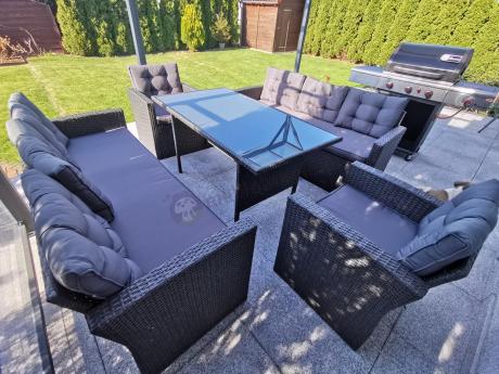 Duże meble ogrodowe technorattanowe na 8 osób