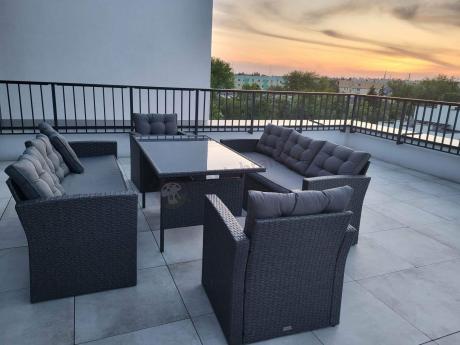 Duże meble ogrodowe technorattanowe na 8 osób