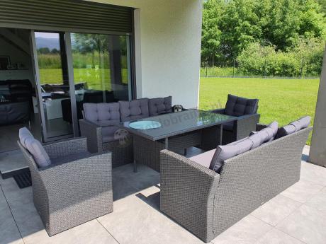 Duże meble ogrodowe technorattanowe na 8 osób