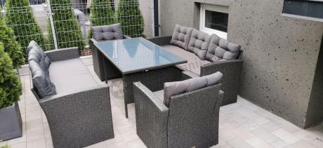 Duże meble ogrodowe technorattanowe na 8 osób