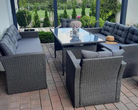 Duże meble ogrodowe technorattanowe na 8 osób