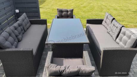 Duże meble ogrodowe technorattanowe na 8 osób