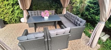 Duże meble ogrodowe technorattanowe na 8 osób