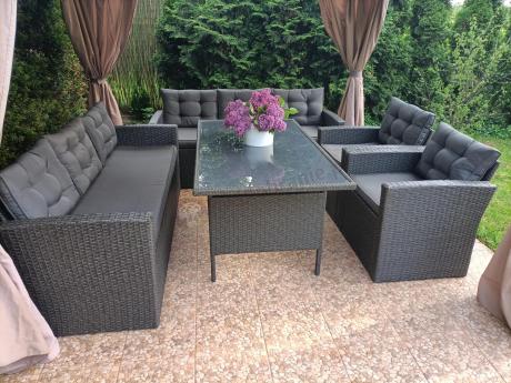 Duże meble ogrodowe technorattanowe na 8 osób