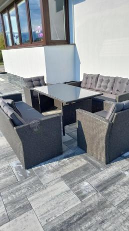 Duże meble ogrodowe technorattanowe na 8 osób
