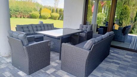 Duże meble ogrodowe technorattanowe na 8 osób