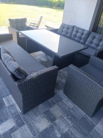Duże meble ogrodowe technorattanowe na 8 osób