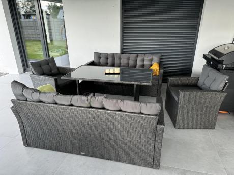 Duże meble ogrodowe technorattanowe na 8 osób