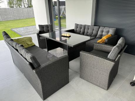 Duże meble ogrodowe technorattanowe na 8 osób