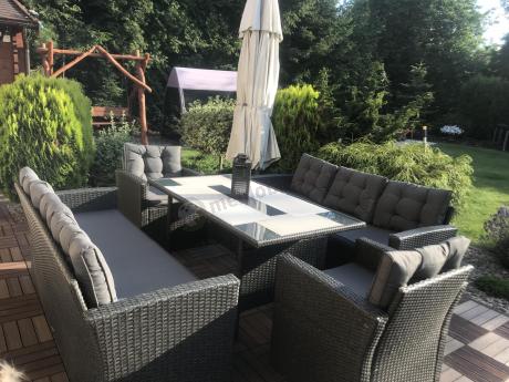 Duże meble ogrodowe technorattanowe na 8 osób
