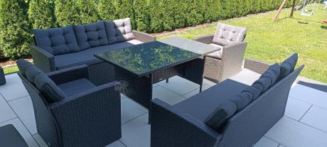 Duże meble ogrodowe technorattanowe na 8 osób