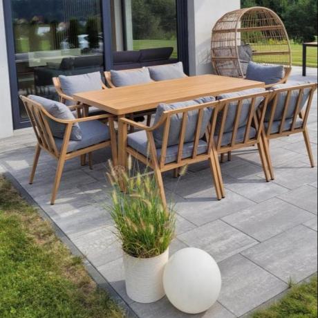 Duży aluminiowy komplet mebli obiadowych - Else 8+1 - Grey