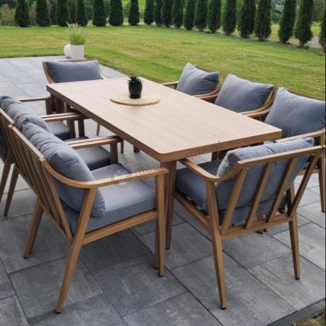 Duży aluminiowy komplet mebli obiadowych - Else 8+1 - Grey
