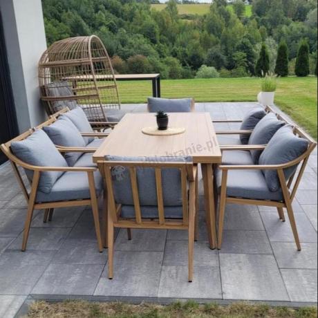 Duży aluminiowy komplet mebli obiadowych - Else 8+1 - Grey