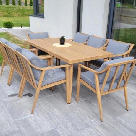 Duży aluminiowy komplet mebli obiadowych - Else 8+1 - Grey