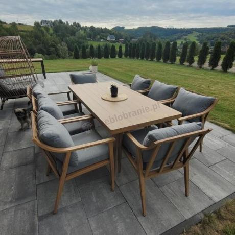 Duży aluminiowy komplet mebli obiadowych - Else 8+1 - Grey