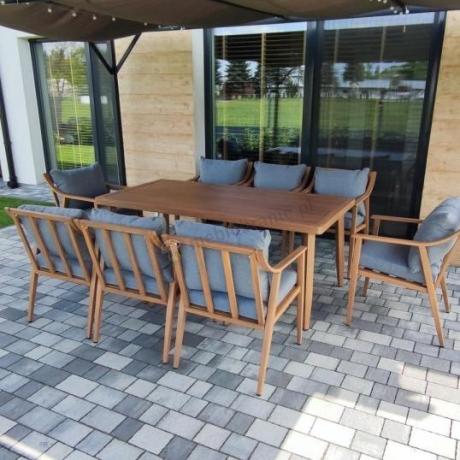 Duży aluminiowy komplet mebli obiadowych - Else 8+1 - Grey