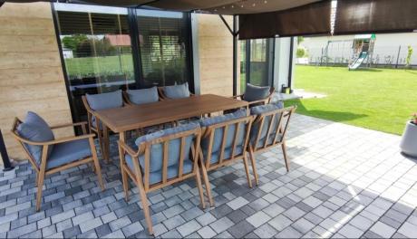 Duży aluminiowy komplet mebli obiadowych - Else 8+1 - Grey